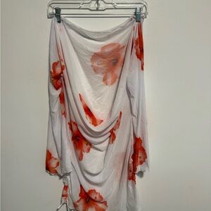 Floral White and Red Sarong